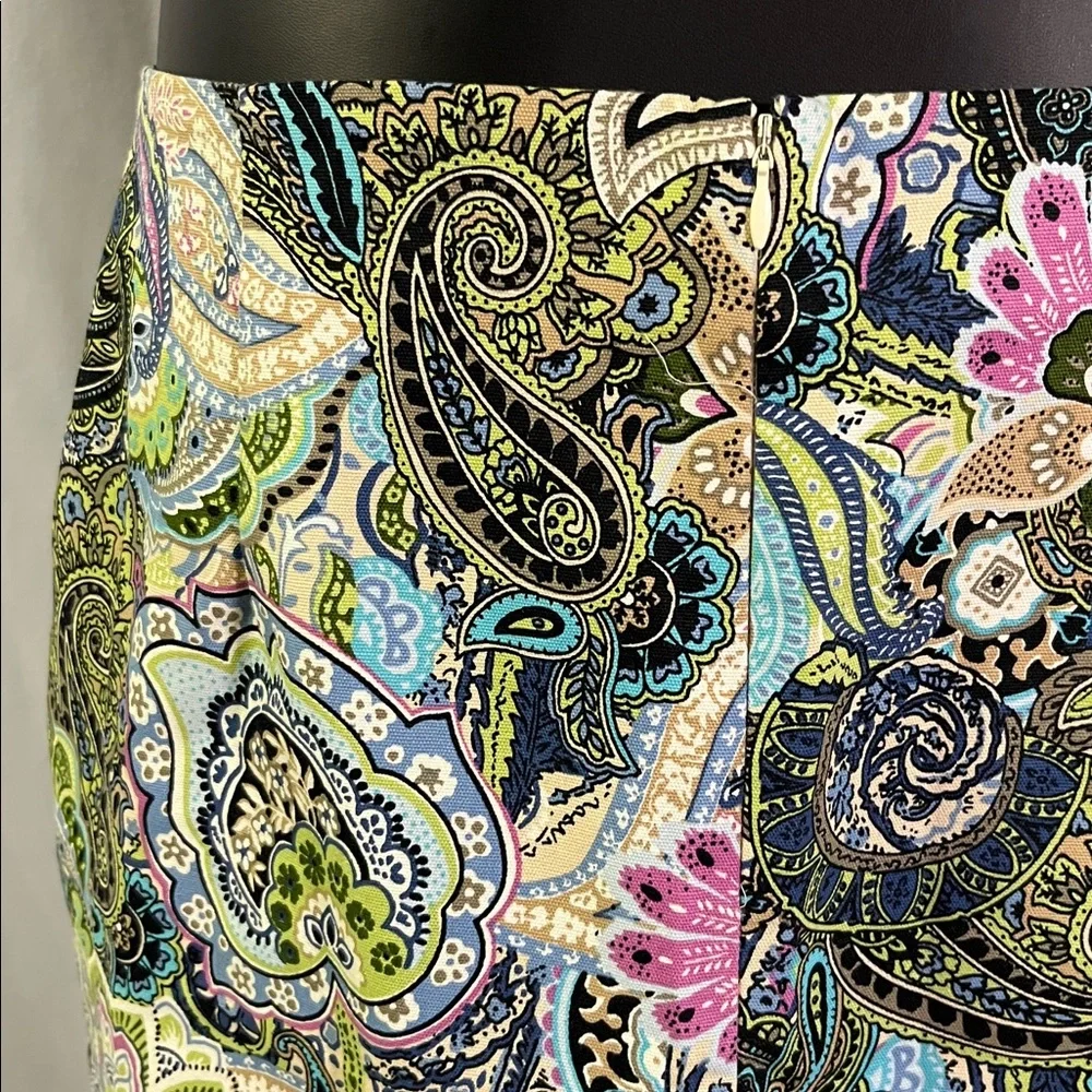 Talbots Multicolor Floral Paisley Print A-Line Cotton Skirt